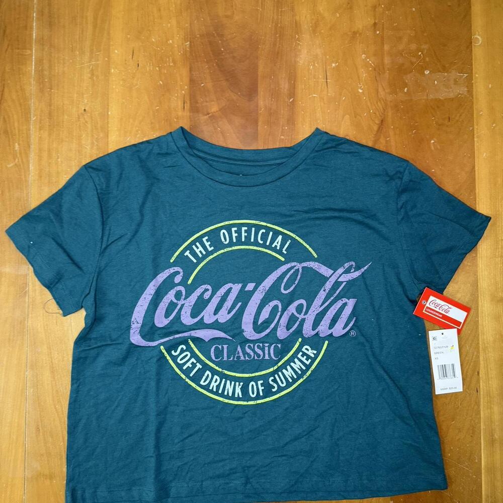 Coca Cola Teal And Purple Distressed Logo Crop Women's S - NWT